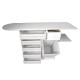Mueble de plancha Estoril blanco 5 bandejas y cesto grande para ropa + funda y tensores